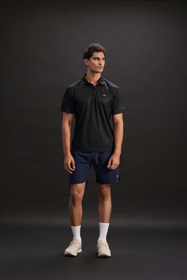 Black breathable polo shirt