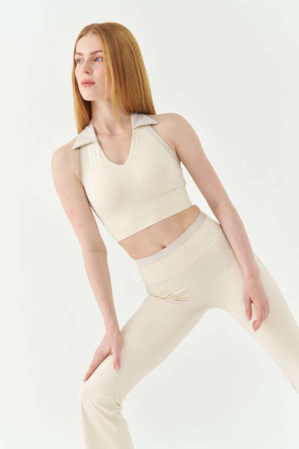 Beige Apex Sports Bra