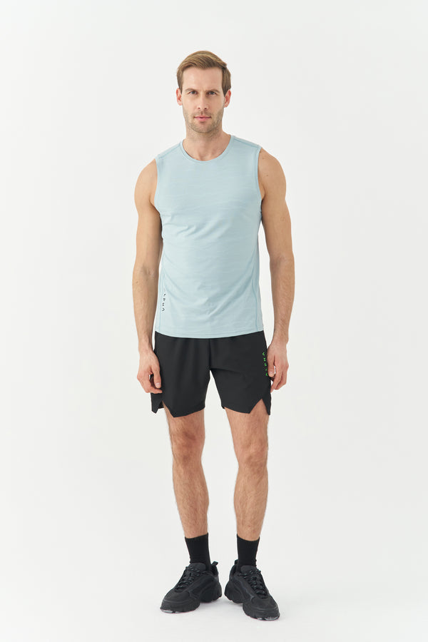 Sky Blue Textured Tank-Shirt