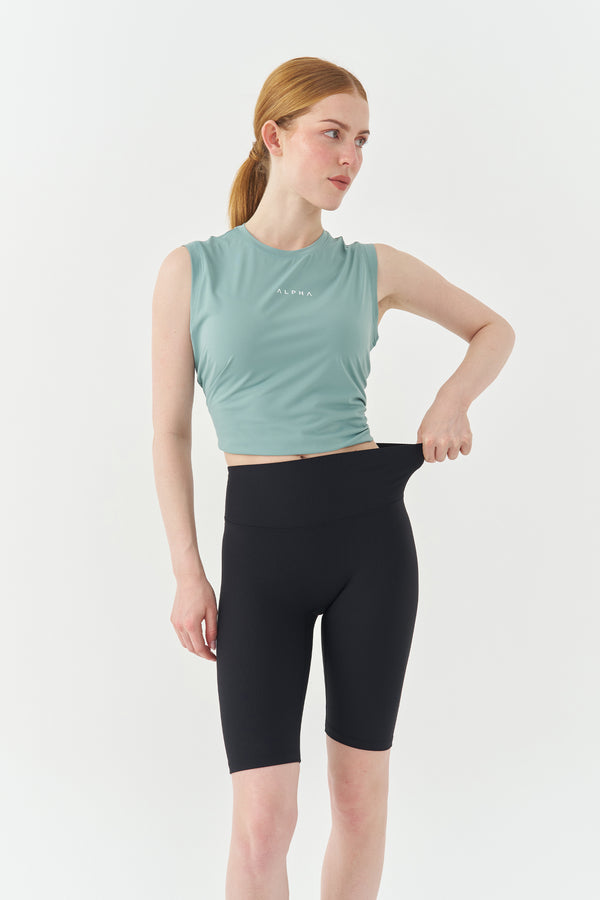 Black Textured Compression Shorts