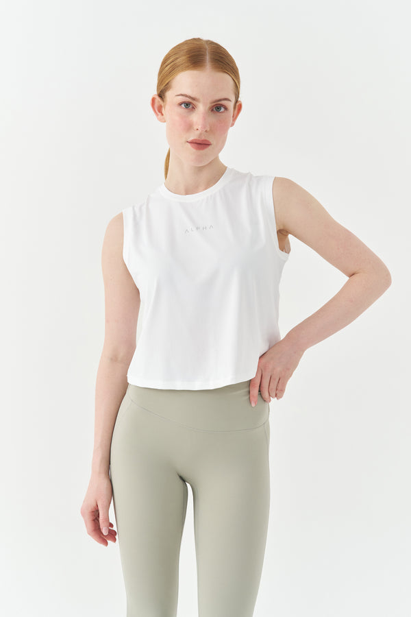 White Active Crop Top