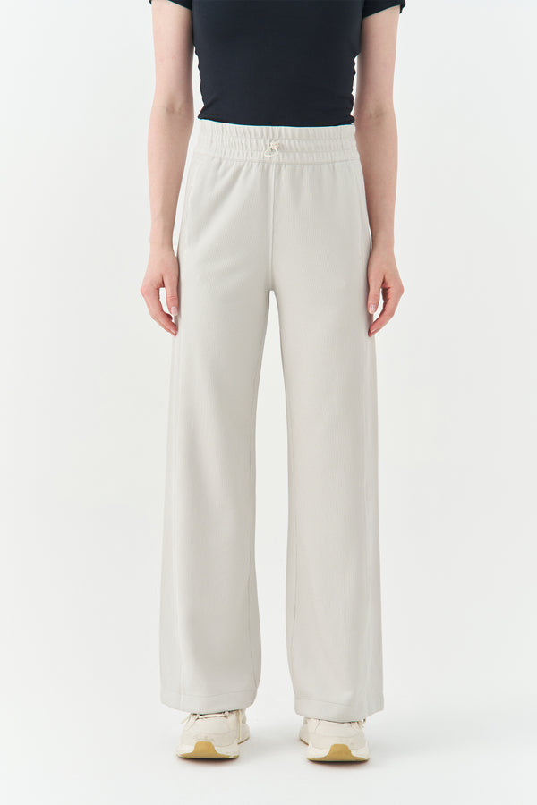 Beige Textured Drape Pants