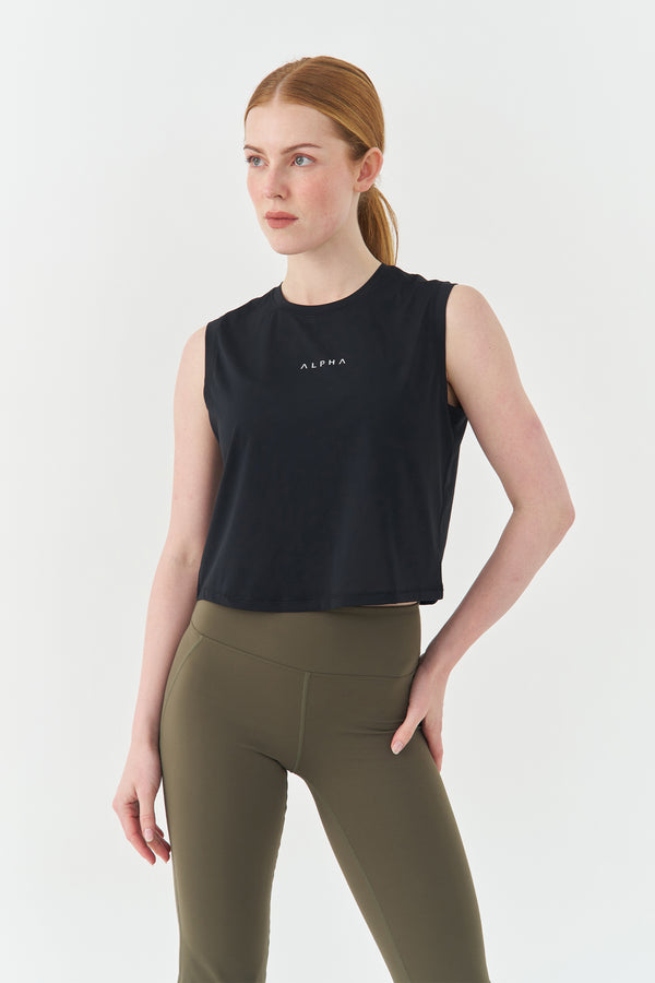 Black Active Crop-Top