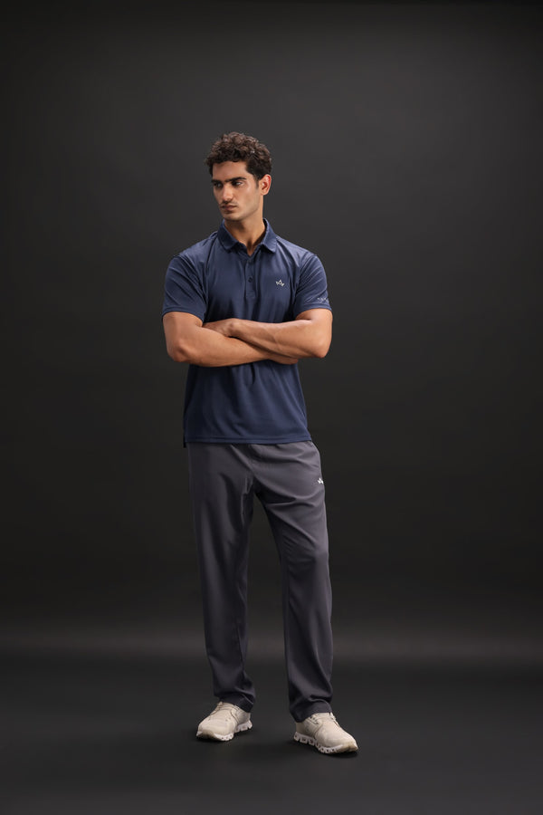 Midnight blue breathable polo shirt