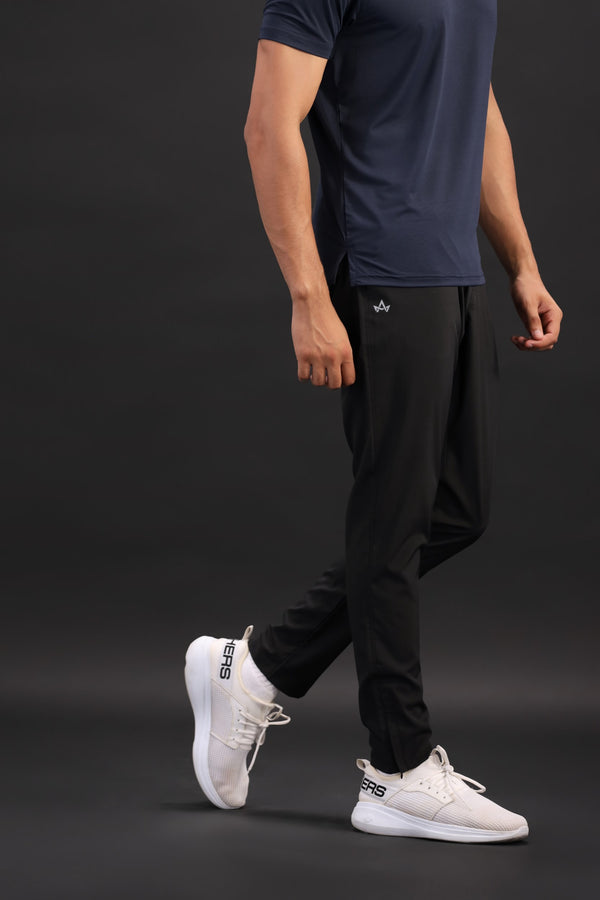Black slim performance trousers